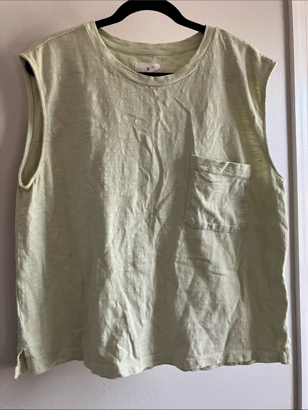 Lou and Grey celery green pocket slub tank top XL light green